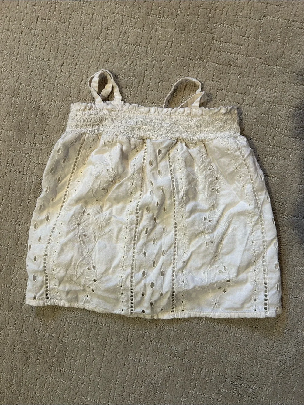 Old Navy girls eyelet white cream tank summer flowy 3T